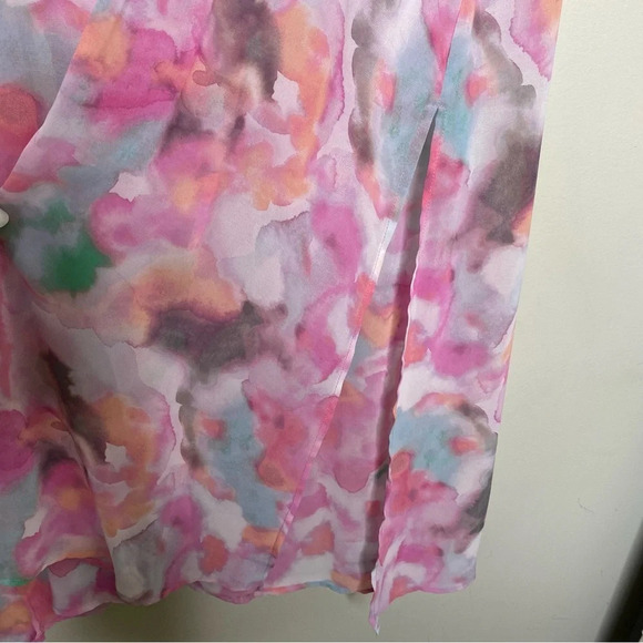 ✨NWT Torrid Pink Tie Dye Watercolor Flutter Sleeve Chiffon Long Kimono Large - Picture 8 of 11